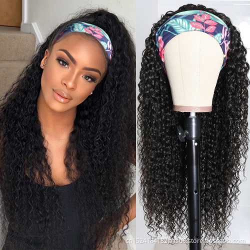 human hair feeling japanese kaneka fiber afro kinky curly headband wigs for black women, short black curly wig with headband